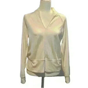 Athleta Light Cream V-Neck Hoodie